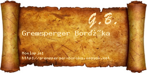 Gremsperger Boróka névjegykártya